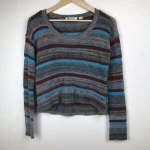 ROXY Striped‎ Knit Pullover Sweater Grey , Blue, Burgundy Size SMALL